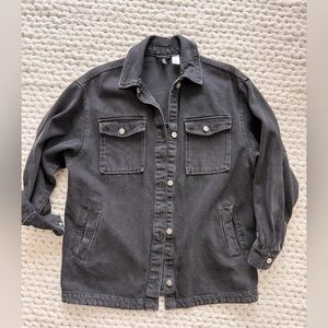 H&M Black Washed Button-Up Jacket